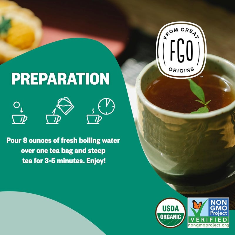 FGO Organic Spearmint Leaf Tea Bags - 100 Count, Caffeine Free, Eco-Conscious Packaging - Image 5
