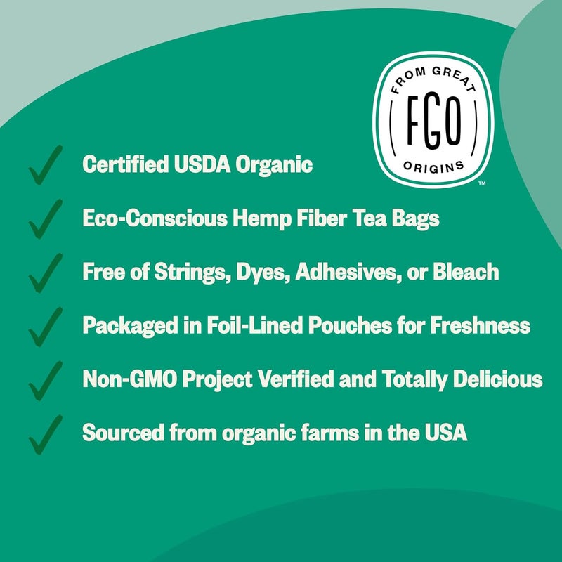 FGO Organic Spearmint Leaf Tea Bags - 100 Count, Caffeine Free, Eco-Conscious Packaging - Image 3