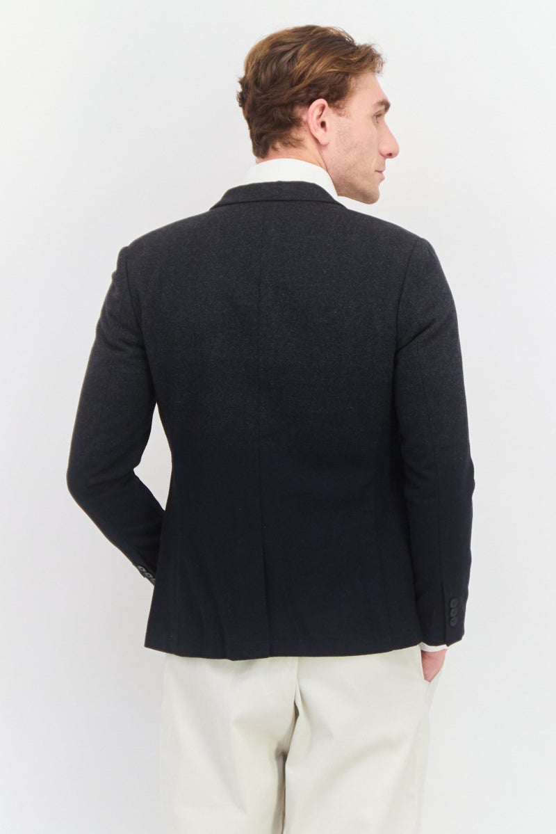 SELECTED Men Regular Fit Textured Semi Formal Blazer, Black - Image 3