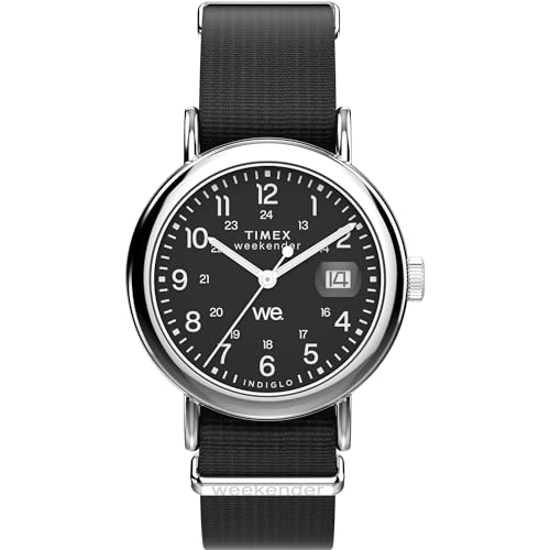 Timex Unisex Weekender 37mm Watch Black Strap Black Dial SilverTone Case - Image 1
