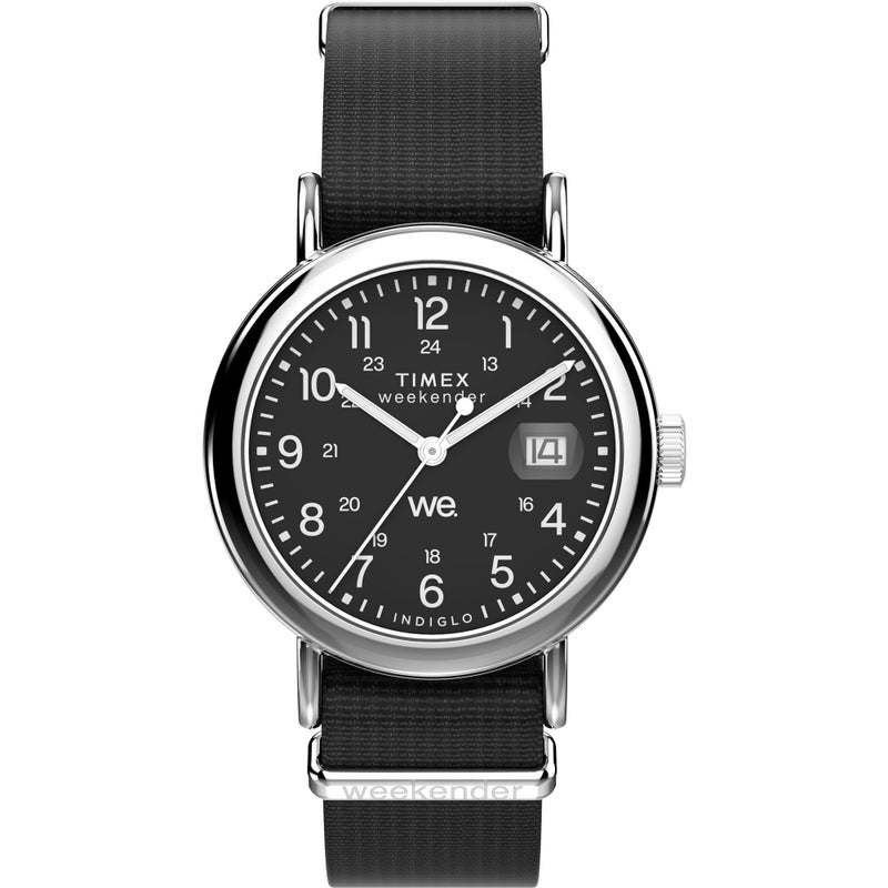 Timex Unisex Weekender 37mm Watch Black Strap Black Dial SilverTone Case - Image 2