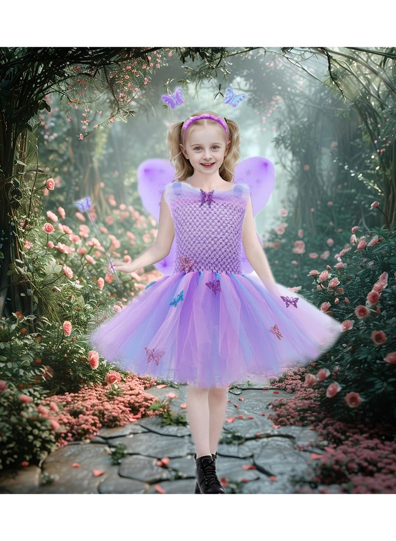 CMGTYYD Princess Dress,Mesh Puffy Butterfly Dress Stage Performance Dress,Girls Mesh Princess Performance Dress,3-8 Years Old Girls Party Dress Up Costumes(120CM) - Image 2