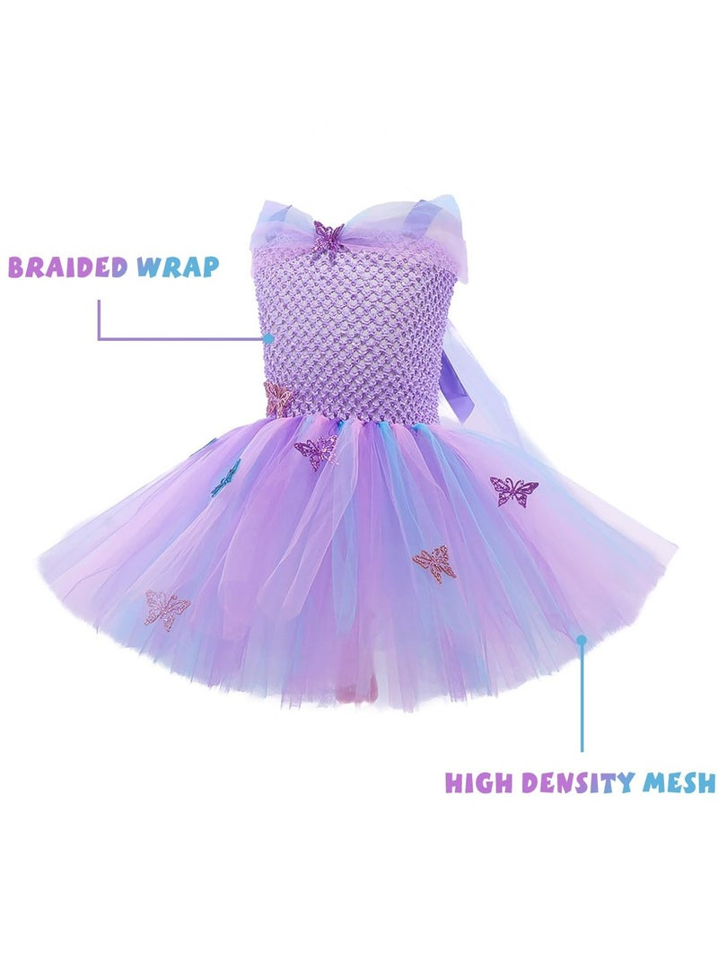 CMGTYYD Princess Dress,Mesh Puffy Butterfly Dress Stage Performance Dress,Girls Mesh Princess Performance Dress,3-8 Years Old Girls Party Dress Up Costumes(120CM) - Image 4