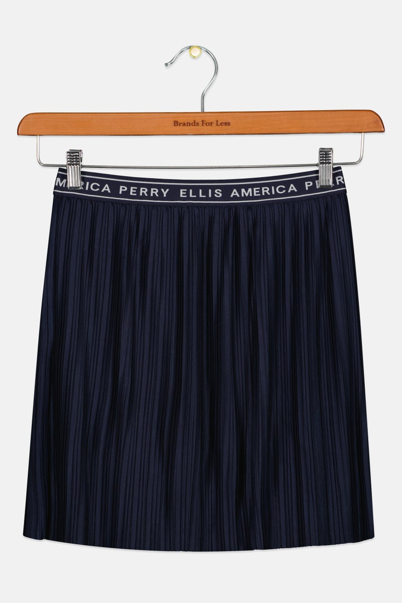 PERRY ELLIS Kids Girl Pleated Mini Skirt, Navy - Image 2