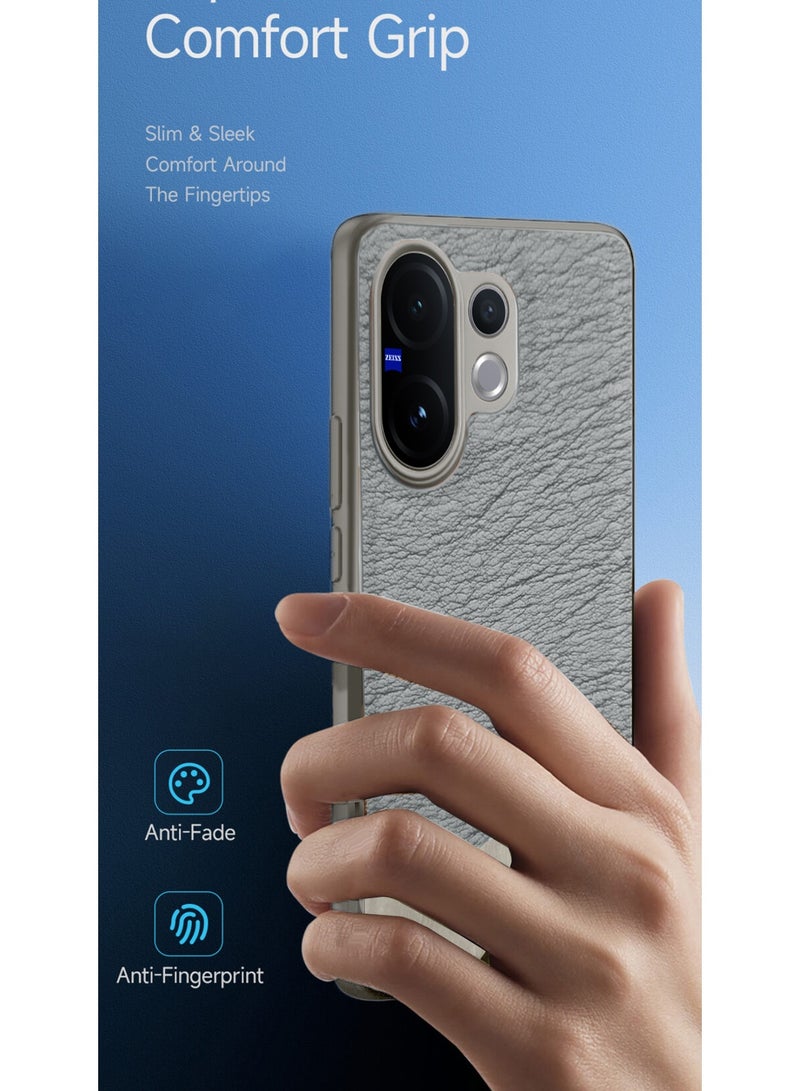 Wtech vivo V60 5G 2025 Premium PU Leather Shockproof Soft Rubber Case Cover (MCFLSN) - Grey - Image 2