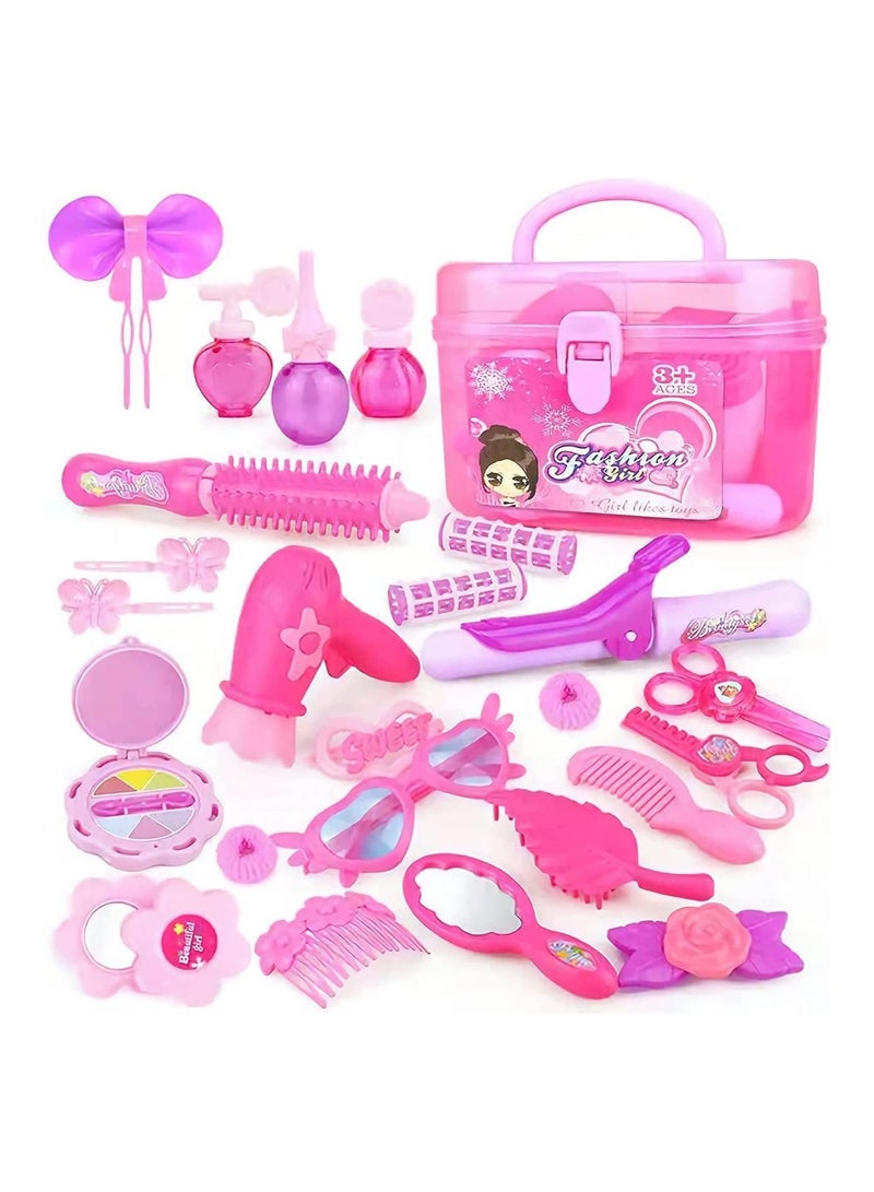NIBEMINENT Kids Makeup Kit for Girls with Pretend Hair Dryer and Flat Iron, - Image 1