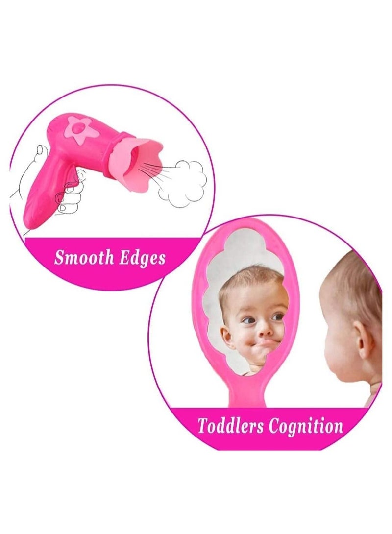 NIBEMINENT Kids Makeup Kit for Girls with Pretend Hair Dryer and Flat Iron, - Image 4