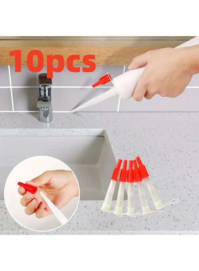 10 Pcs Reusable PE Tube Nozzle Caps With Silicone Tips For Caulking DIY - Image 1