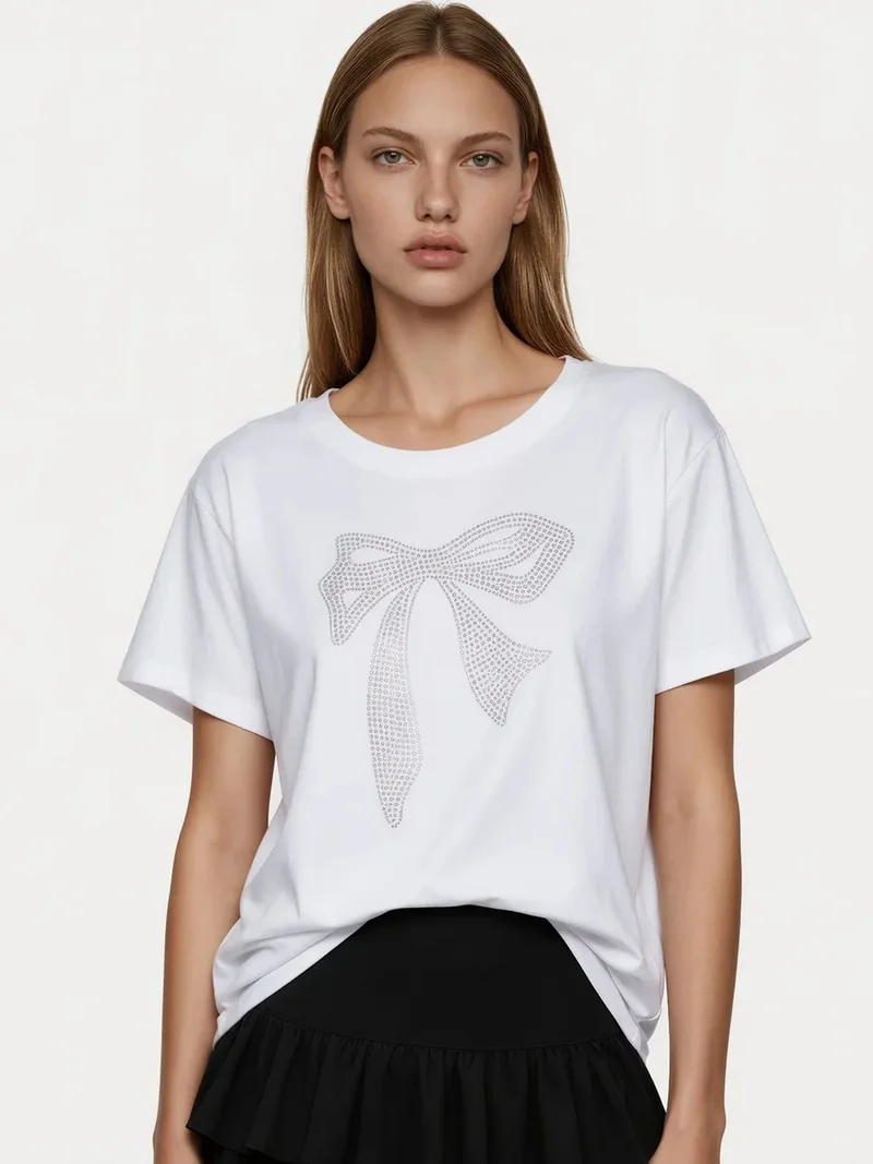 Jennyfer White Women's Cotton T-Shirt for Women | Best Price UAE