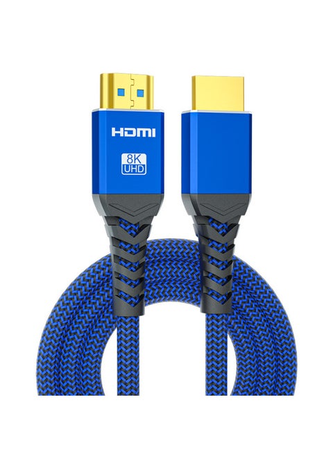 كابل HDMI HD 2.1 اتصال 8K شاشة تلفزيون كمبيوتر 240 هرتز جهاز عرض ممتد 4K بيانات اللون: أزرق طول الخط: 1.5 متر