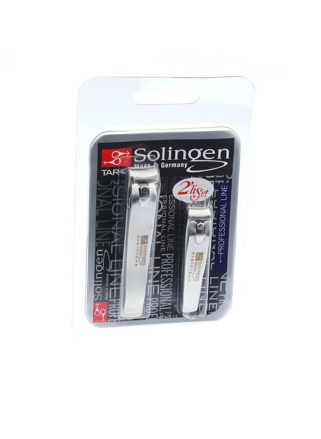 solingen - Nail Clippers 2 Pcs Professional Sharp Tools Set Stainless Steel Metal Made In Germany Kit For Manicure & Pedicure Toenail Fingernail Care For Women Mens And Baby - Image 1