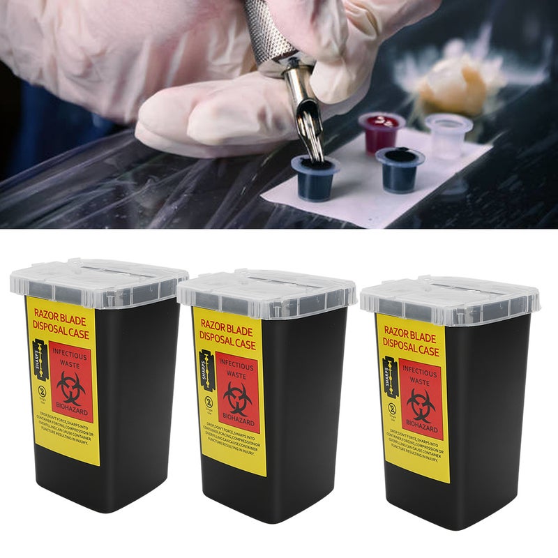 3pcs Tattoo Waste Needle Storage Box Tattoo Blade Syringe Needle Trash Container Case - Image 5