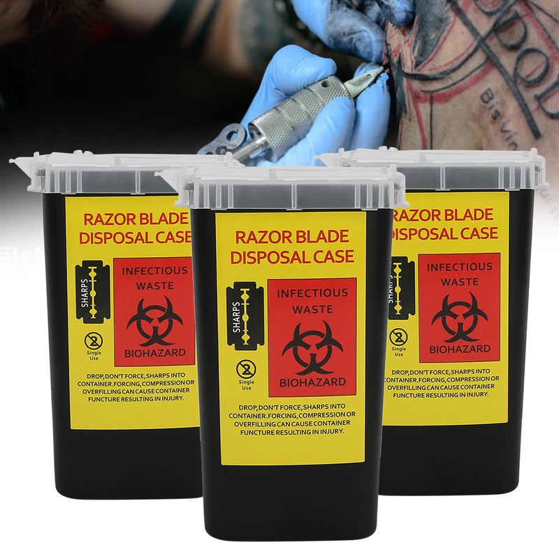 3pcs Tattoo Waste Needle Storage Box Tattoo Blade Syringe Needle Trash Container Case - Image 3
