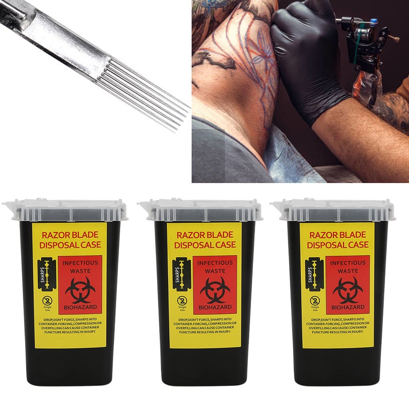 3pcs Tattoo Waste Needle Storage Box Tattoo Blade Syringe Needle Trash Container Case - Image 4
