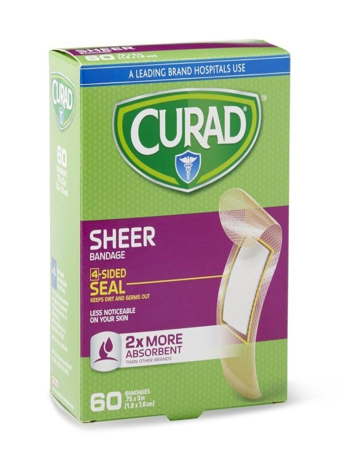 Curad CUR45242RBH Sheer Adhesive Bandages for First Aid, 3/4" x 3" Size, 60 Count - Image 3