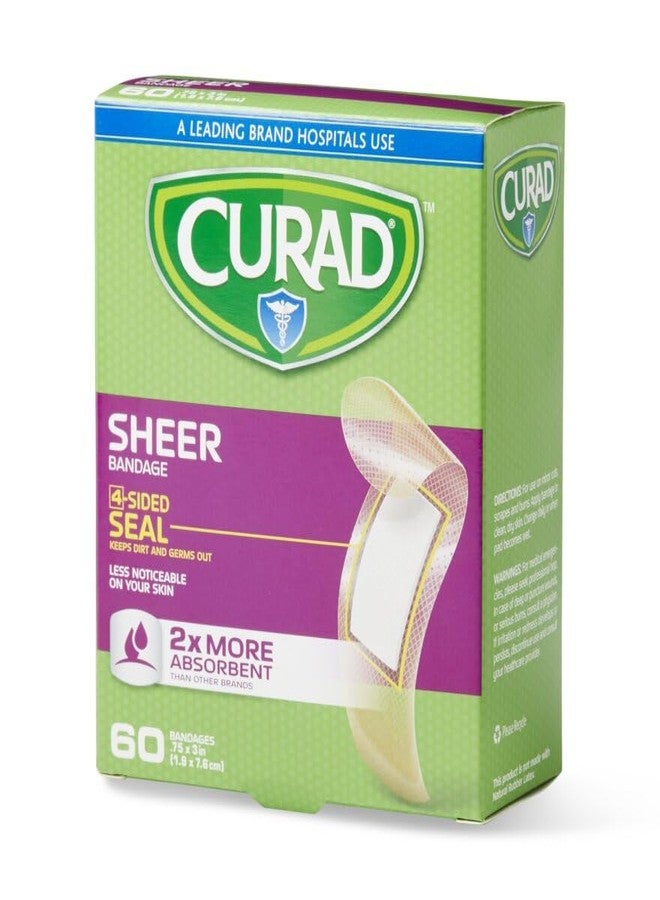 Curad CUR45242RBH Sheer Adhesive Bandages for First Aid, 3/4" x 3" Size, 60 Count - Image 4