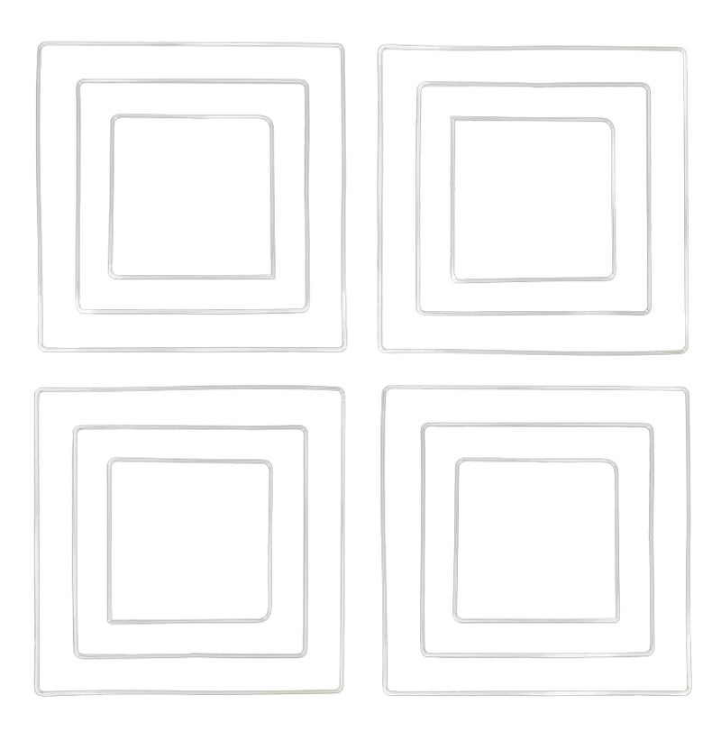 TIPTOP DECORATION Tiptop Decoration Premium Silver Steel Square Rings Hoops for Macramé and Dream Catchers Craft [Size 6-8-10 Inches] (Multipurpose) (Set of 4 Pcs Each Size)  - Image 1