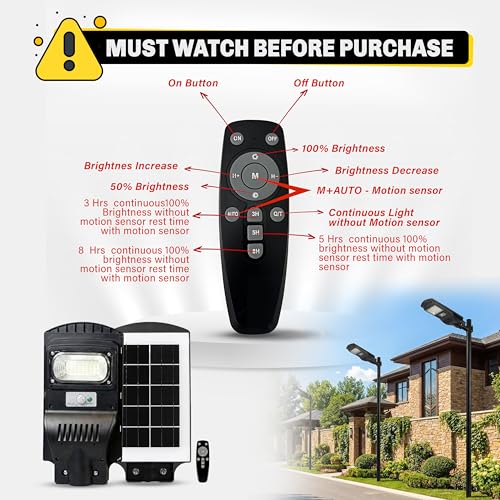 Homehop All in One Solar Street Light Outdoor 50W Motion Sensor Wall Security Waterproof Wireless Automatic Lamp for Home, Garden (5Ah,ABS/Cool White, Pack of 1 - Pole Not Included) - Image 5