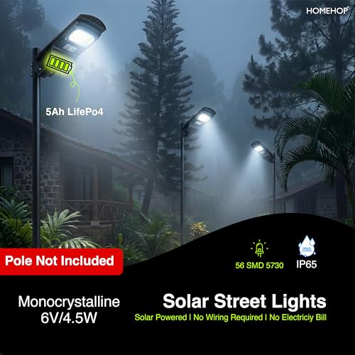 Homehop All in One Solar Street Light Outdoor 50W Motion Sensor Wall Security Waterproof Wireless Automatic Lamp for Home, Garden (5Ah,ABS/Cool White, Pack of 1 - Pole Not Included) - Image 4