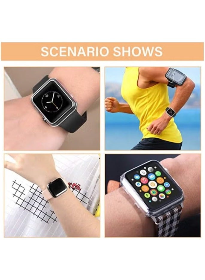 حافظة ساعة أبل المتوافقة مقاس 44 ملم مع واقي الشاشة السلسلة 6/SE/5/4، حافظة صلبة شفافة من البولي كربونات + واقي شاشة زجاجي مقاوم للرصاص 9H غطاء حماية كامل لساعة iWatch الشفافة - Image 3