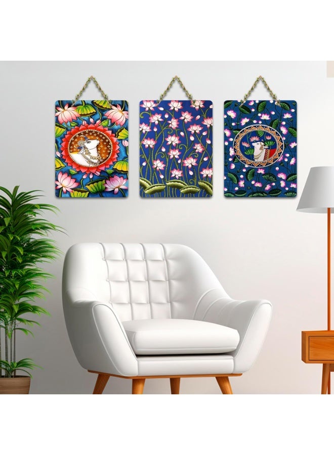 Artvibes Pichwai Wooden Wall Hanging Decorative Artwork | Home Decor Items for Bedroom & Living Room Wall Art | Gift for Women | Signs & Plaques WH_96139N - Image 3