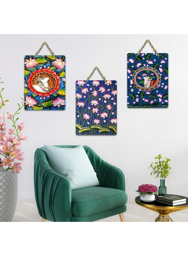Artvibes Pichwai Wooden Wall Hanging Decorative Artwork | Home Decor Items for Bedroom & Living Room Wall Art | Gift for Women | Signs & Plaques WH_96139N - Image 4