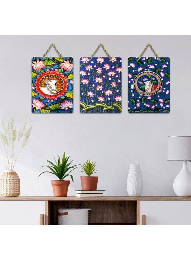 Artvibes Pichwai Wooden Wall Hanging Decorative Artwork | Home Decor Items for Bedroom & Living Room Wall Art | Gift for Women | Signs & Plaques WH_96139N - Image 2