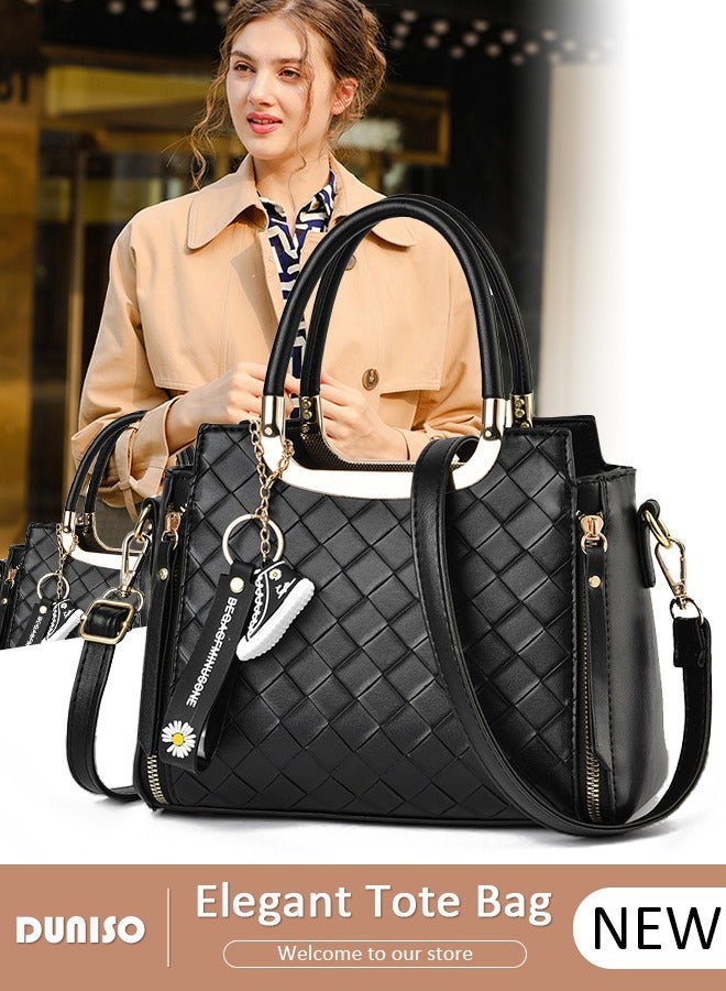 DUNISO Women's Vintage Tote Bag Handbags Faux Leather Shoulder Bag Ladies Fashion Designer Satchel Crossbody Bag with Detachable Strap for Ladies - Image 1