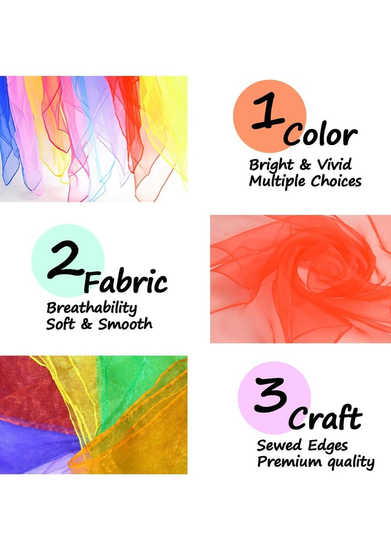 أوزيغالور 12 قطعة أوشحة رقص شعوذة للرقص، دعائم لعب حريرية للأطفال، 6 ألوان (24 بوصة × 24 بوصة) - Image 2
