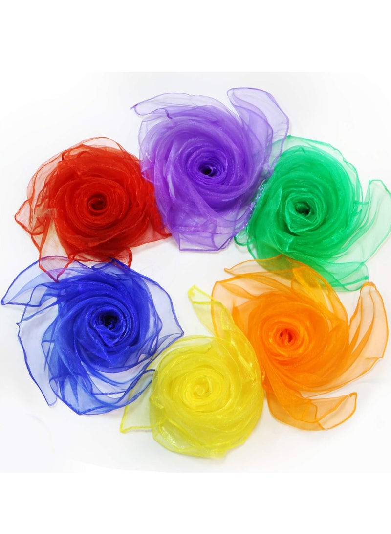 أوزيغالور 12 قطعة أوشحة رقص شعوذة للرقص، دعائم لعب حريرية للأطفال، 6 ألوان (24 بوصة × 24 بوصة) - Image 1