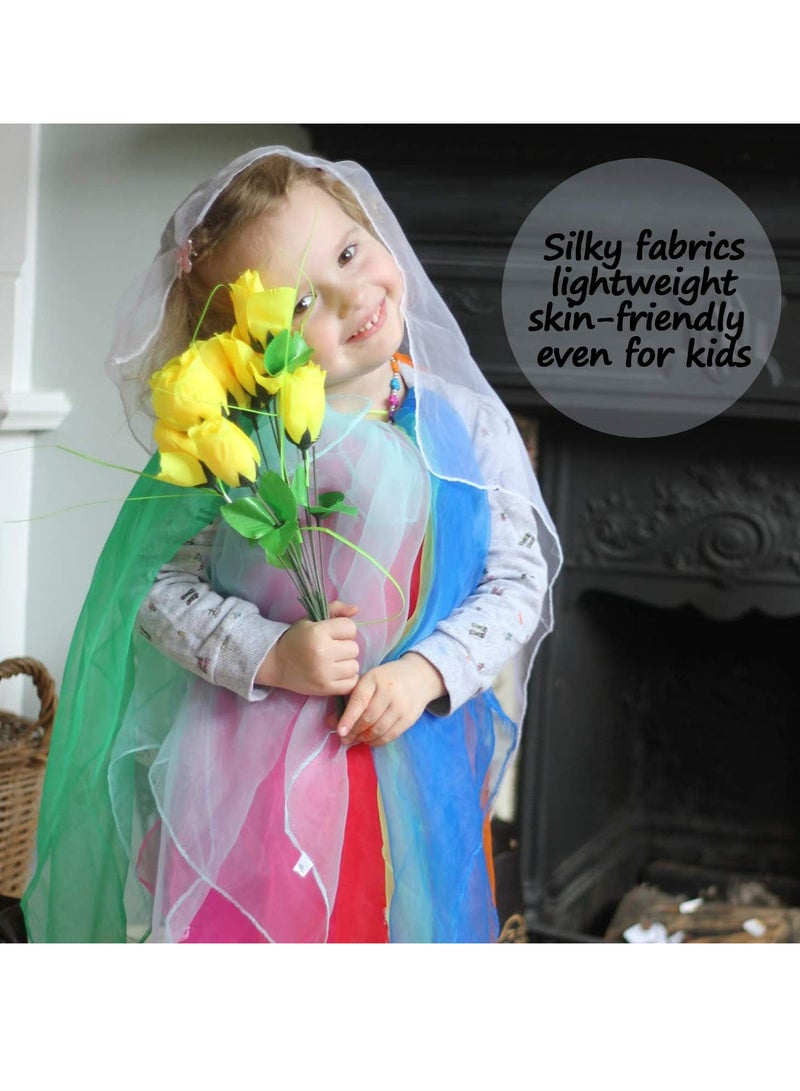 أوزيغالور 12 قطعة أوشحة رقص شعوذة للرقص، دعائم لعب حريرية للأطفال، 6 ألوان (24 بوصة × 24 بوصة) - Image 4