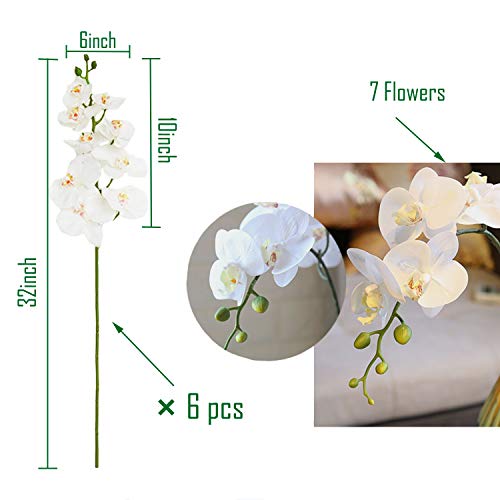 FagusHome 32" Artificial Phalaenopsis Flowers 6 Pcs Artificial Orchid Flowers Stem Plants for Home Décor (6Pcs) - Image 2