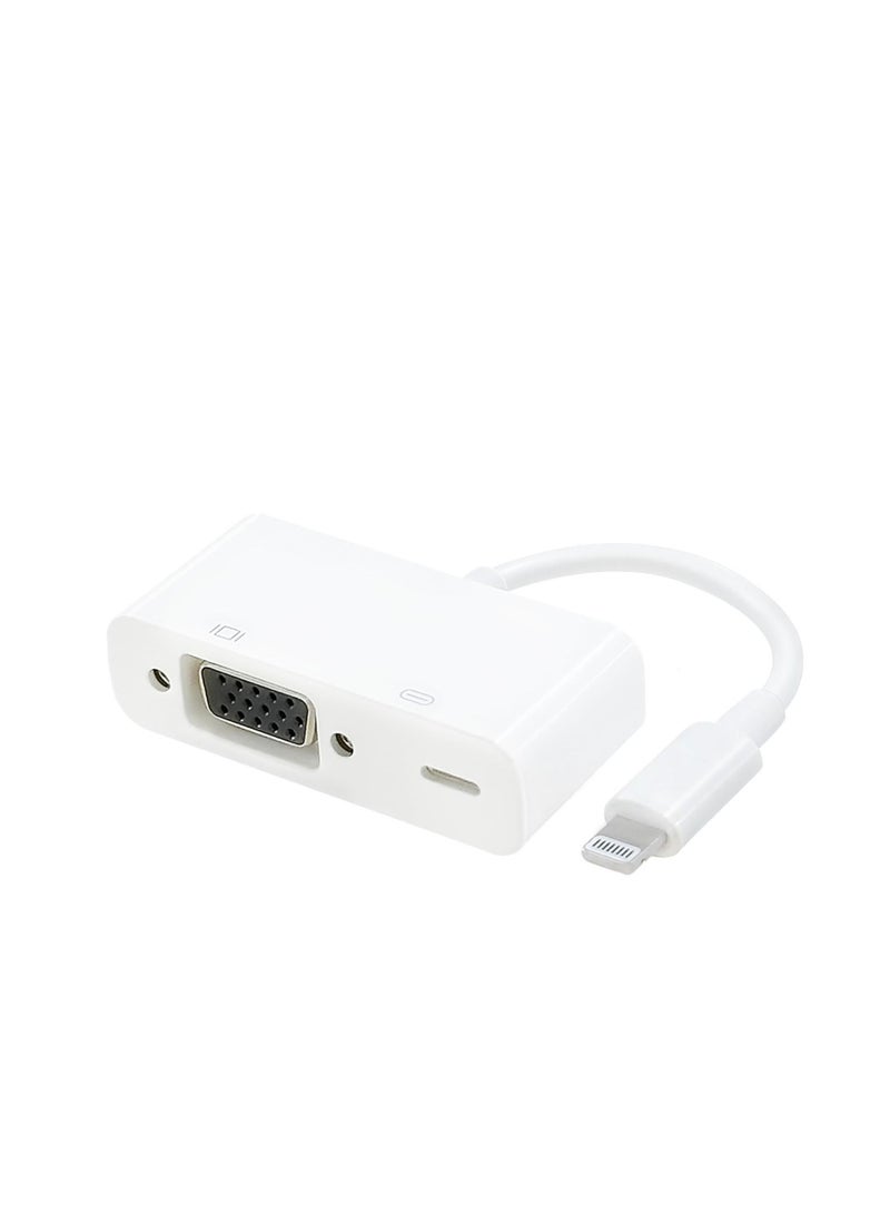 Captaintech Lightning to VGA Adapter, with Charging Port, High-Definition Screen Mirroring for iPhone, iPad, iPod (White) - Image 1