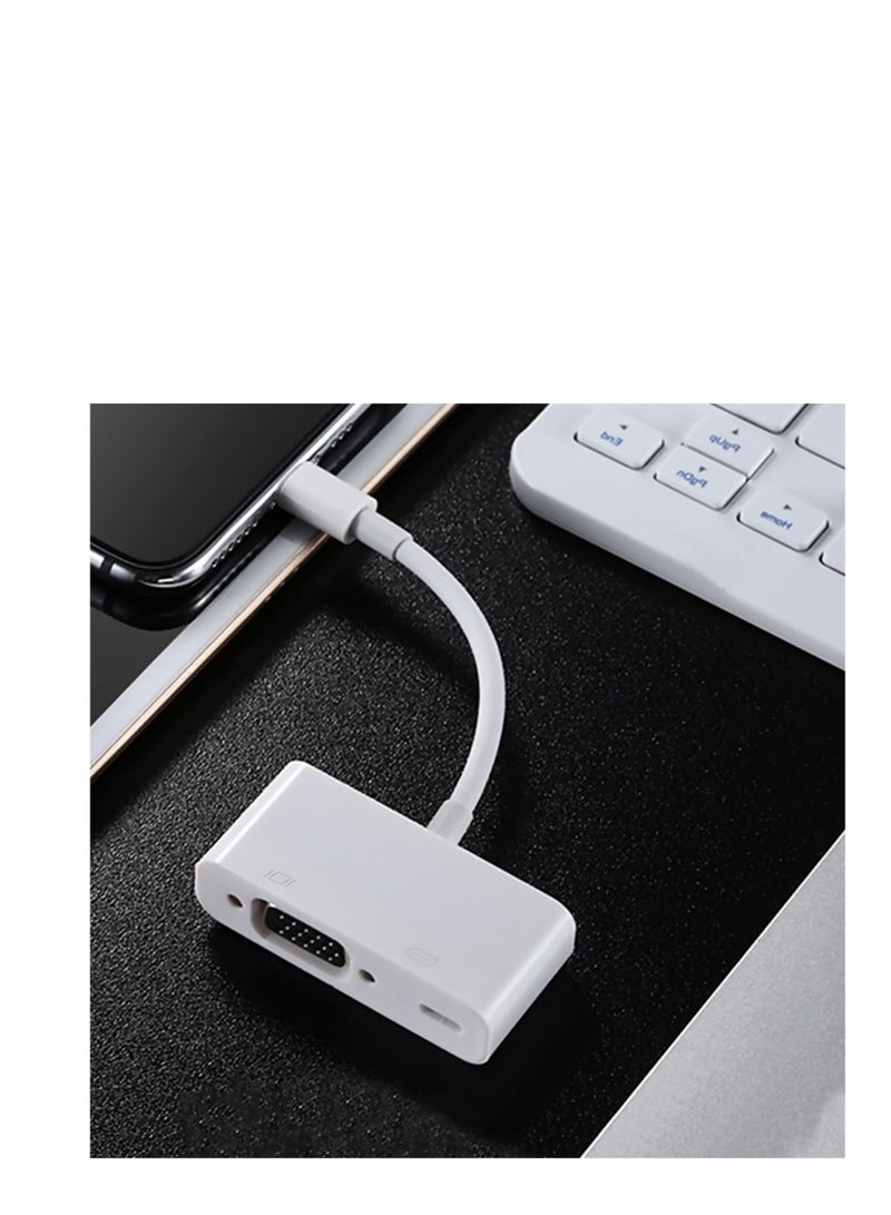 Captaintech Lightning to VGA Adapter, with Charging Port, High-Definition Screen Mirroring for iPhone, iPad, iPod (White) - Image 5