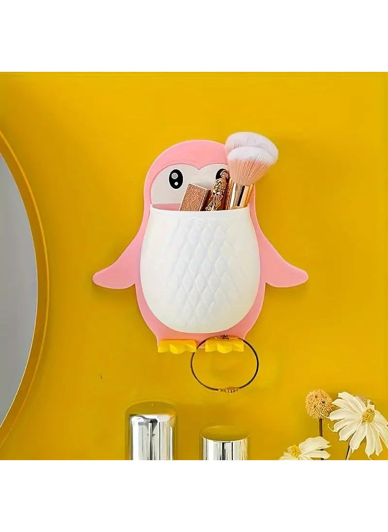 PURCHASE ZONE PURCHASE ZONE Penguin Rack Makeup Tool Finishing Box Dormitory Bathroom Toothbrush Bedside Mobile Phone Wall Hanging Storage Rack House Items Random ColorPack of 1 PIC  - Image 5