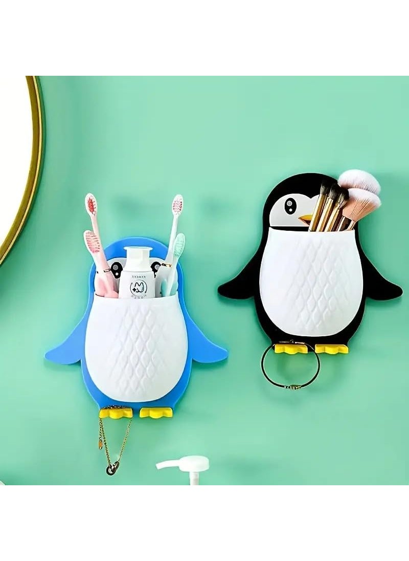 PURCHASE ZONE PURCHASE ZONE Penguin Rack Makeup Tool Finishing Box Dormitory Bathroom Toothbrush Bedside Mobile Phone Wall Hanging Storage Rack House Items Random ColorPack of 1 PIC  - Image 2