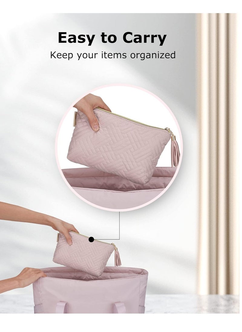 BAGSMART BAGSMART Small Cosmetic Bag, Elegant Roomy Makeup Bags,lipstick pouch,Zipper Pouch,Great Gifts for Women,Travel Waterproof Toiletry Bag Accessories Organizer Gifts (Pink-1 pcs)  - Image 3