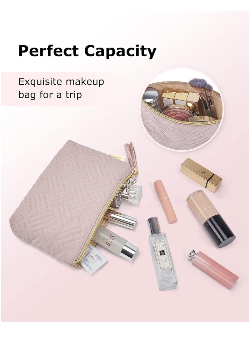 BAGSMART BAGSMART Small Cosmetic Bag, Elegant Roomy Makeup Bags,lipstick pouch,Zipper Pouch,Great Gifts for Women,Travel Waterproof Toiletry Bag Accessories Organizer Gifts (Pink-1 pcs)  - Image 2