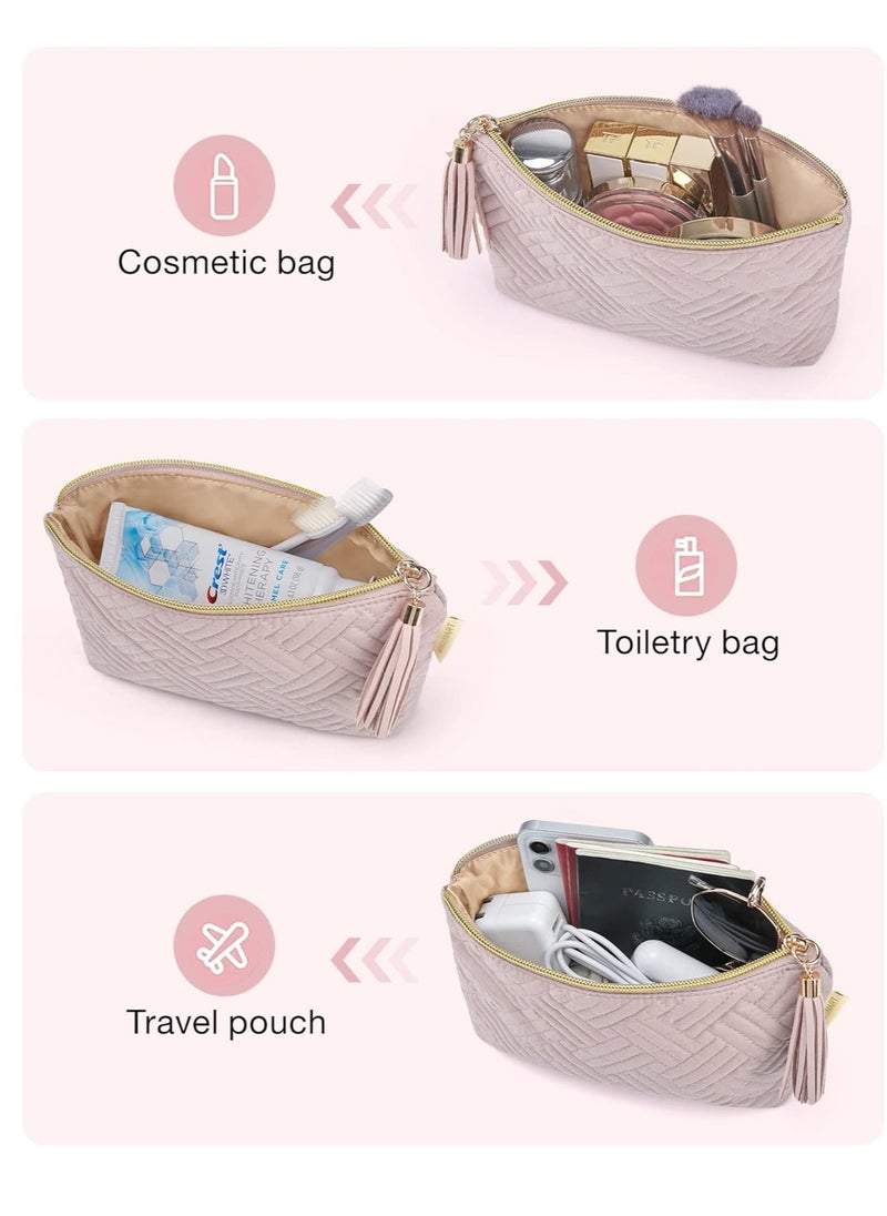 BAGSMART BAGSMART Small Cosmetic Bag, Elegant Roomy Makeup Bags,lipstick pouch,Zipper Pouch,Great Gifts for Women,Travel Waterproof Toiletry Bag Accessories Organizer Gifts (Pink-1 pcs)  - Image 4