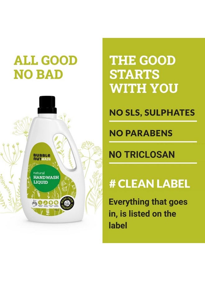 BubbleNut Wash - Handwash (1 Litre) Natural, Organic & Herbal Liquid Refill, Paraben Free & Sulphate, Sls Free Hand Wash, Hypoallergenic, Sensitive Skin, Moisturising, With Neem, Vegan - Image 1