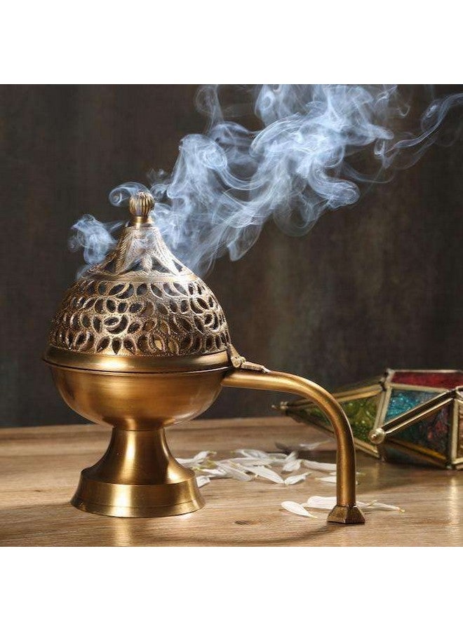 Ritualistic Heritage Brass Hand Loban(Gold) | Dhoop Dhuni Burner | Sambrani Dhoop, Resin and Home Office Temple Prayer | Antique lubandan | Incense Burner | Dhuni - Image 3