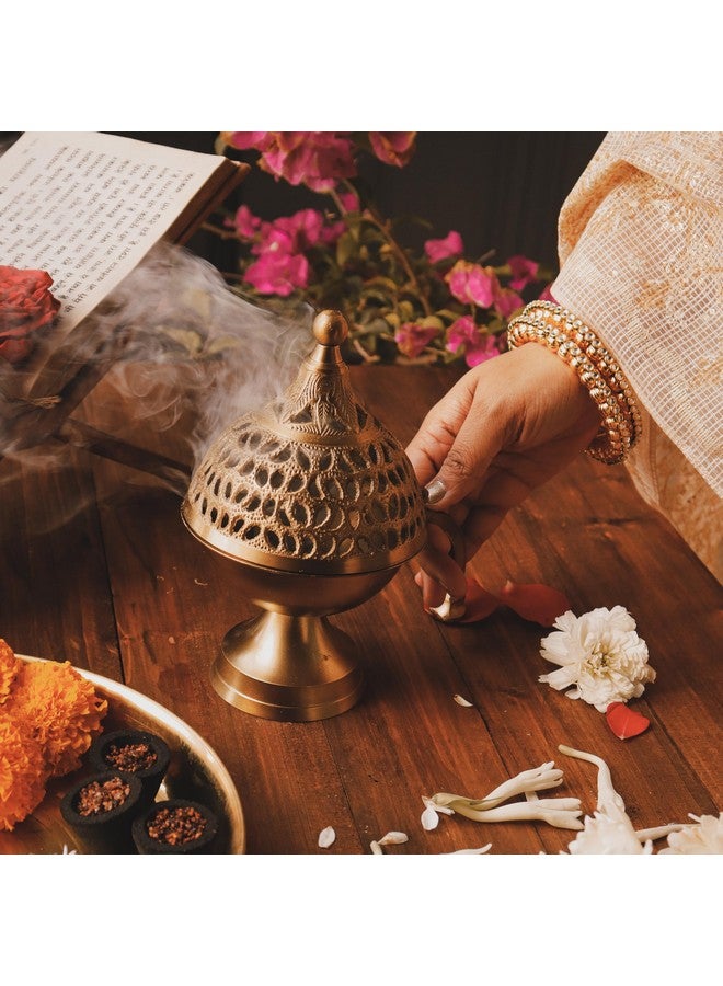Ritualistic Heritage Brass Hand Loban(Gold) | Dhoop Dhuni Burner | Sambrani Dhoop, Resin and Home Office Temple Prayer | Antique lubandan | Incense Burner | Dhuni - Image 5