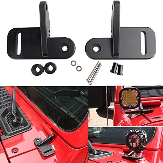 HOZAN APillar Led Pod Light Mount Bracket Car Pillar Windshield Hinge Holder Accessories Compatible With Jl Jlu Sahara Rubicon Sport 20182020 Offroad Led Fog Driving Work Light Black - Image 2