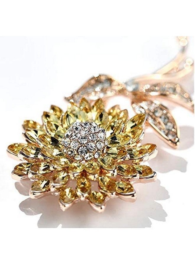 YouBella Jewellery Latest Stylish Crystal Flower Unisex Brooch for Women/Girls/Men (Yellow) - Image 2