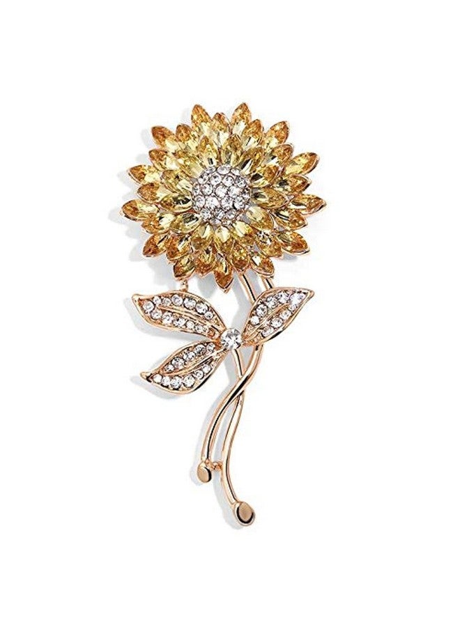 YouBella Jewellery Latest Stylish Crystal Flower Unisex Brooch for Women/Girls/Men (Yellow) - Image 1
