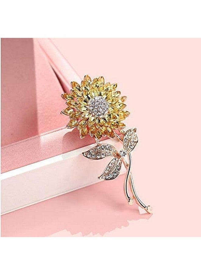 YouBella Jewellery Latest Stylish Crystal Flower Unisex Brooch for Women/Girls/Men (Yellow) - Image 3