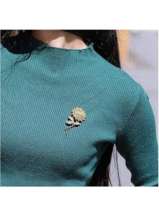 YouBella Jewellery Latest Stylish Crystal Flower Unisex Brooch for Women/Girls/Men (Yellow) - Image 5