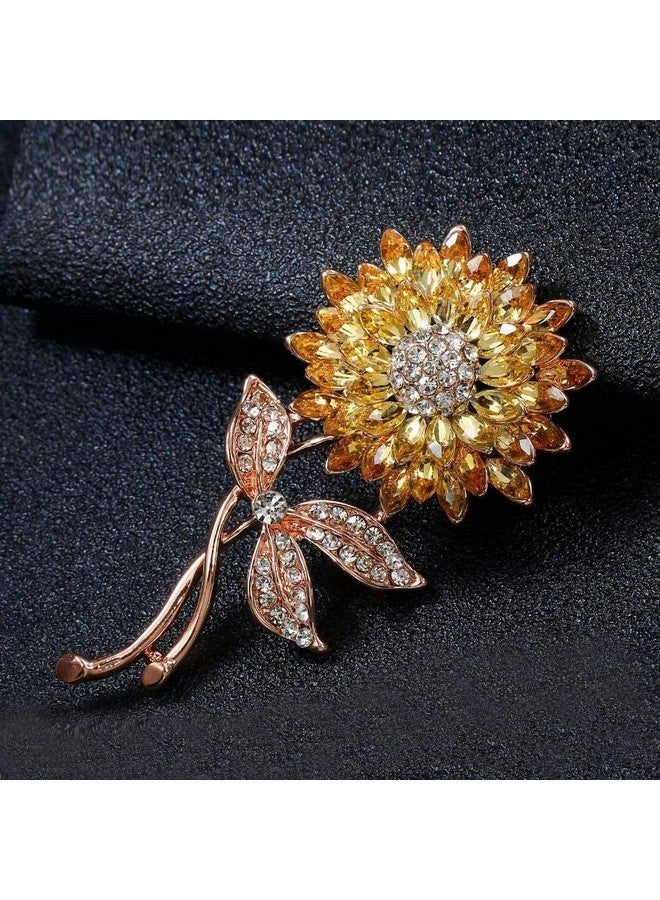 YouBella Jewellery Latest Stylish Crystal Flower Unisex Brooch for Women/Girls/Men (Yellow) - Image 4