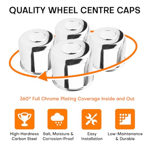 GTownWorks 4Pcs 4.88inch Trailer Wheel Center Caps Fit 4.88"-4.9" Center Bore Truck Trailer RV SUV Wheels Rims, Carbon Steel Silver Hub Covers - Image 3