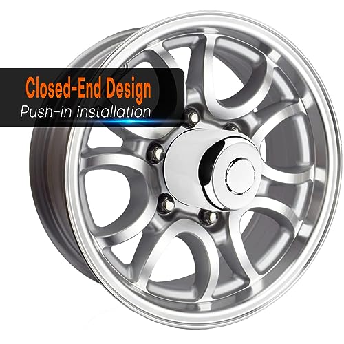 GTownWorks 4Pcs 4.88inch Trailer Wheel Center Caps Fit 4.88"-4.9" Center Bore Truck Trailer RV SUV Wheels Rims, Carbon Steel Silver Hub Covers - Image 2